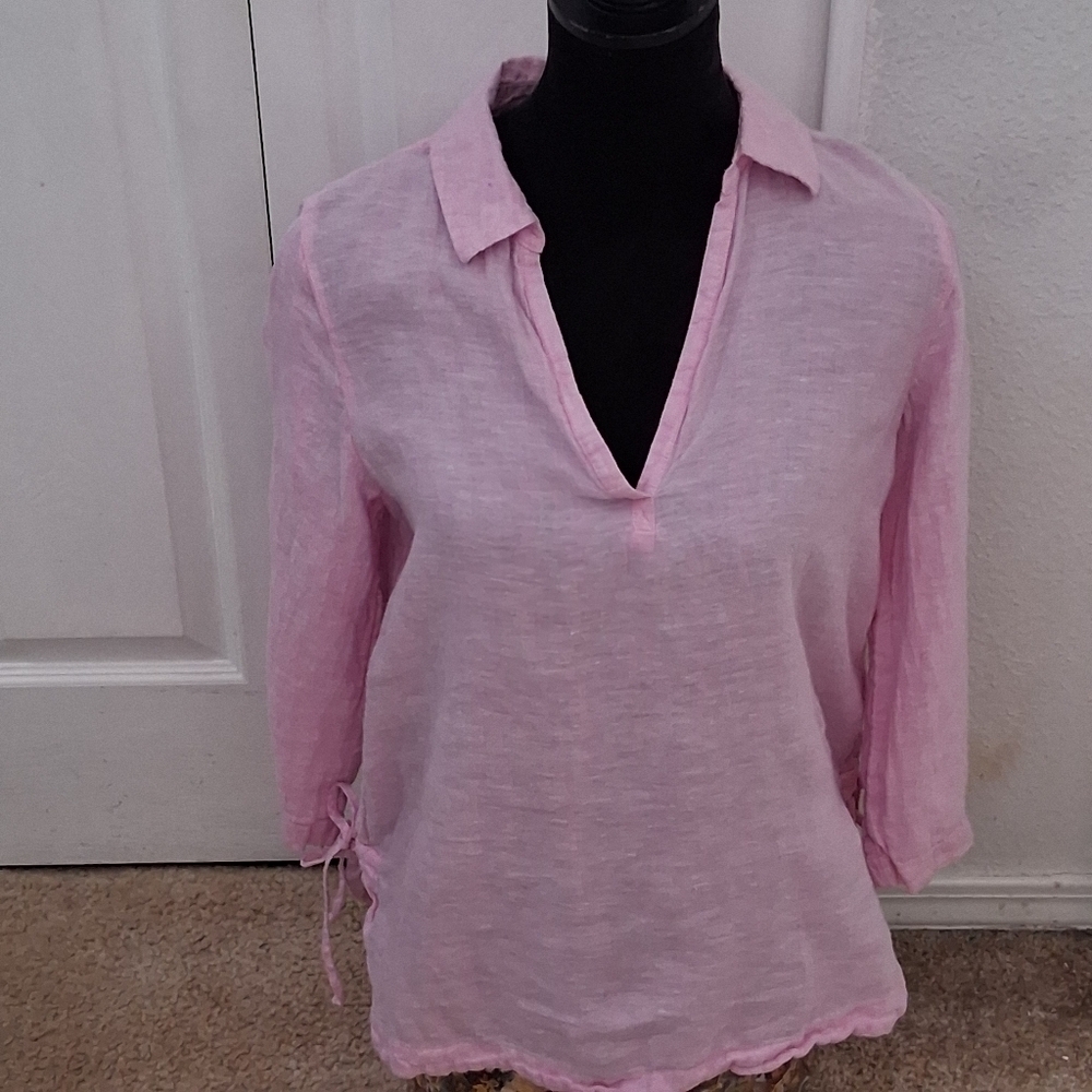 Sigrid Olsen 100% Linen Light Pink Tunic/Blouse Size S